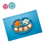Silikonowy talerzyk z podkładką 2w1 Happy Mat niebieski / EZPZ