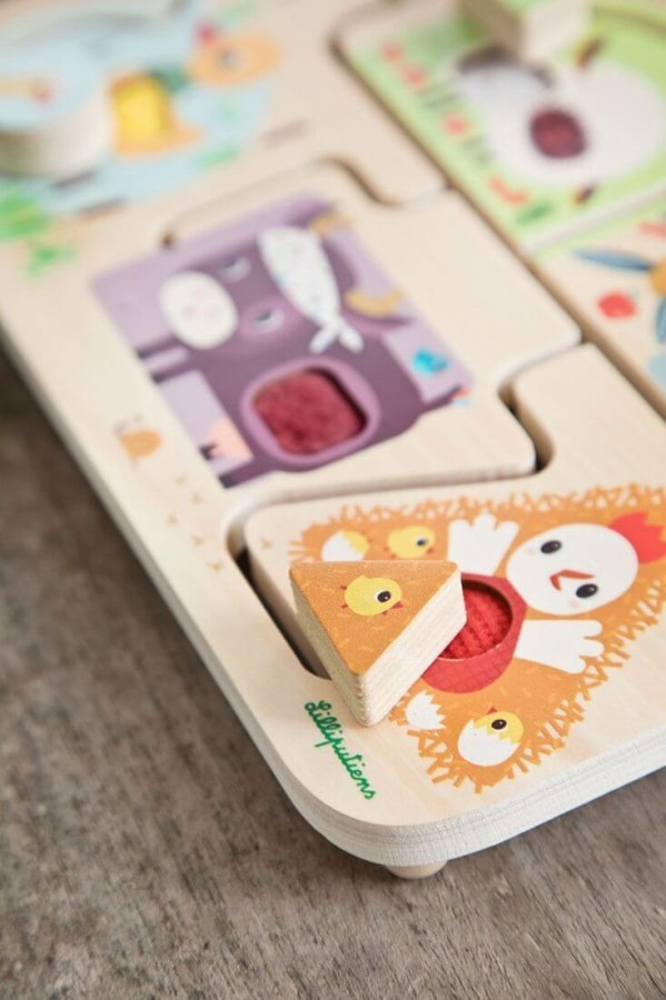 Drewniana tablica labirynt sensoryczny Farma 18 m+ / LILLIPUTIENS