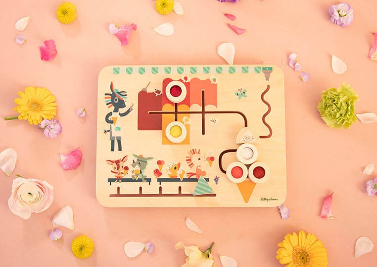 Drewniana tablica labirynt sensoryczny Lodziarnia 18 m+ / LILLIPUTIENS