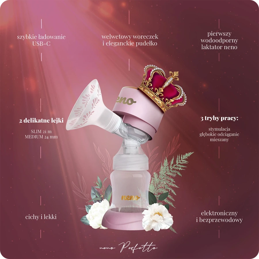 Trójfazowy bezprzewodowy wodoodporny laktator elektroniczny Neno Perfetto / Neno