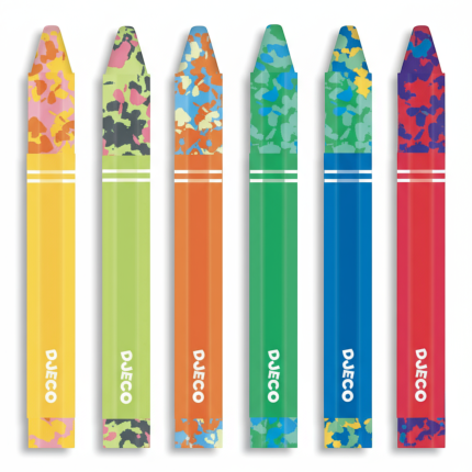 Zestaw 6 wielokolorowych kredek woskowych 3+ / Djeco DJ09006