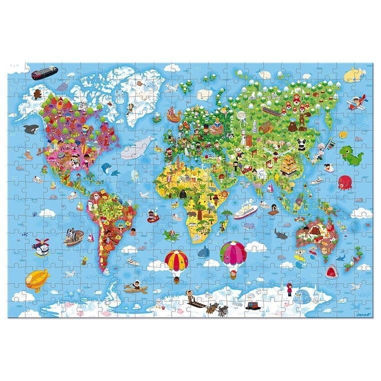 Puzzle w walizce Ogromna mapa świata 300 elementów 7+ / Janod