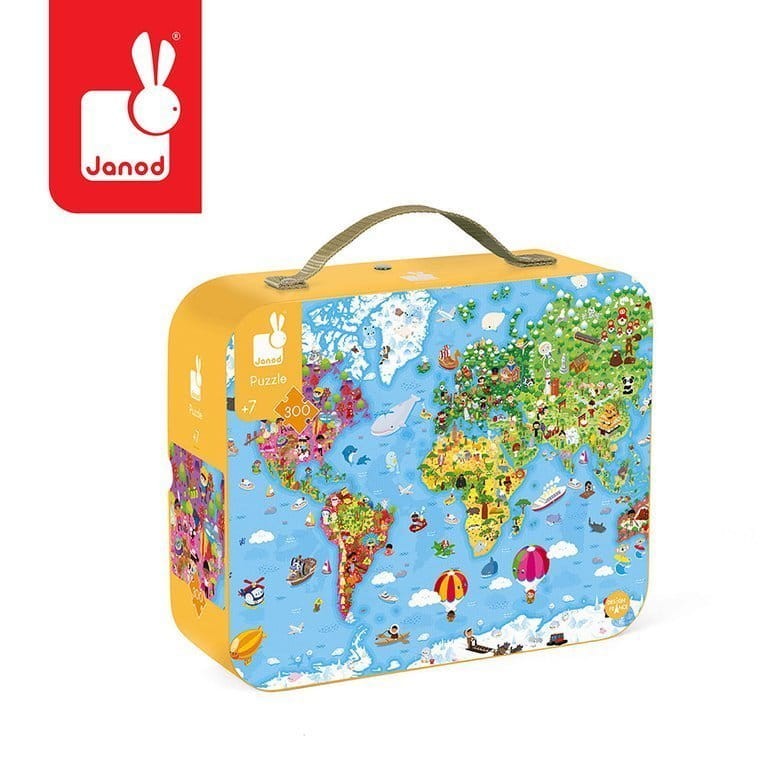 Puzzle w walizce Ogromna mapa świata 300 elementów 7+ / Janod