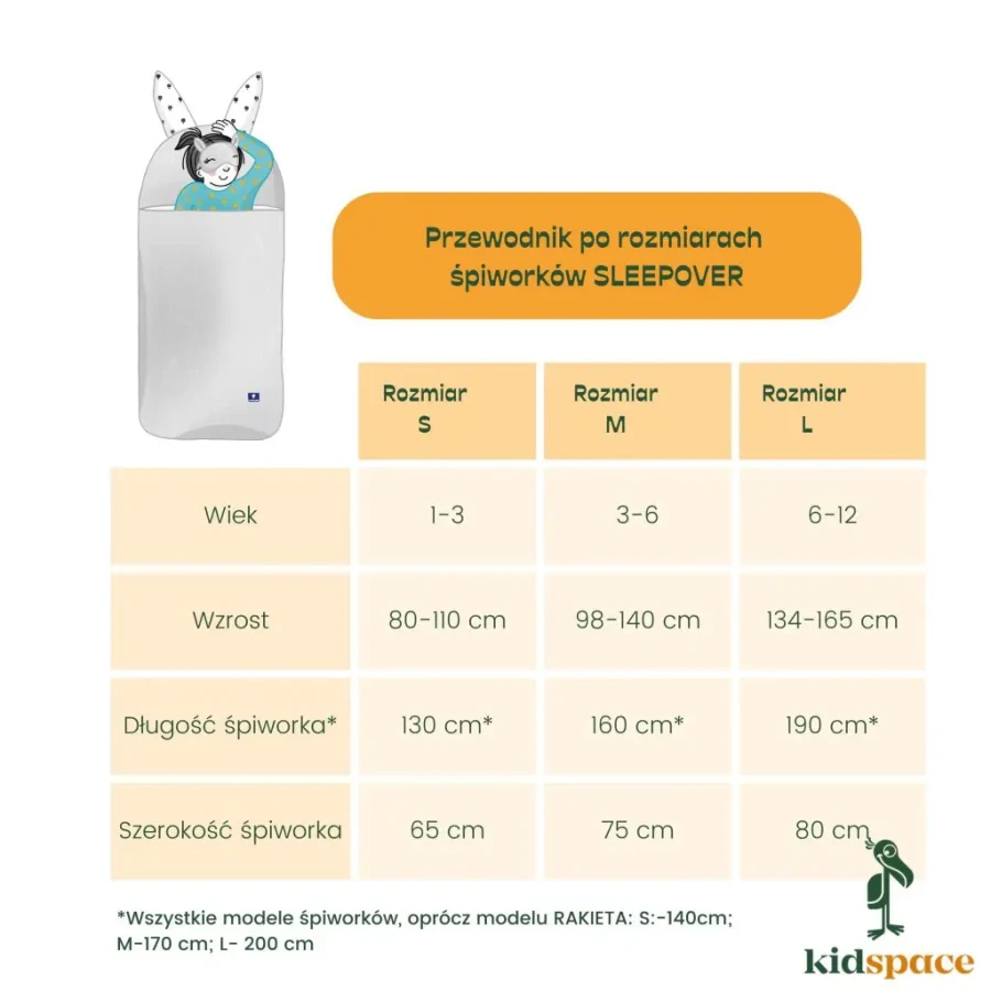 Śpiworek Sleepover – Stokrotka ROZMIARY / Kidspace