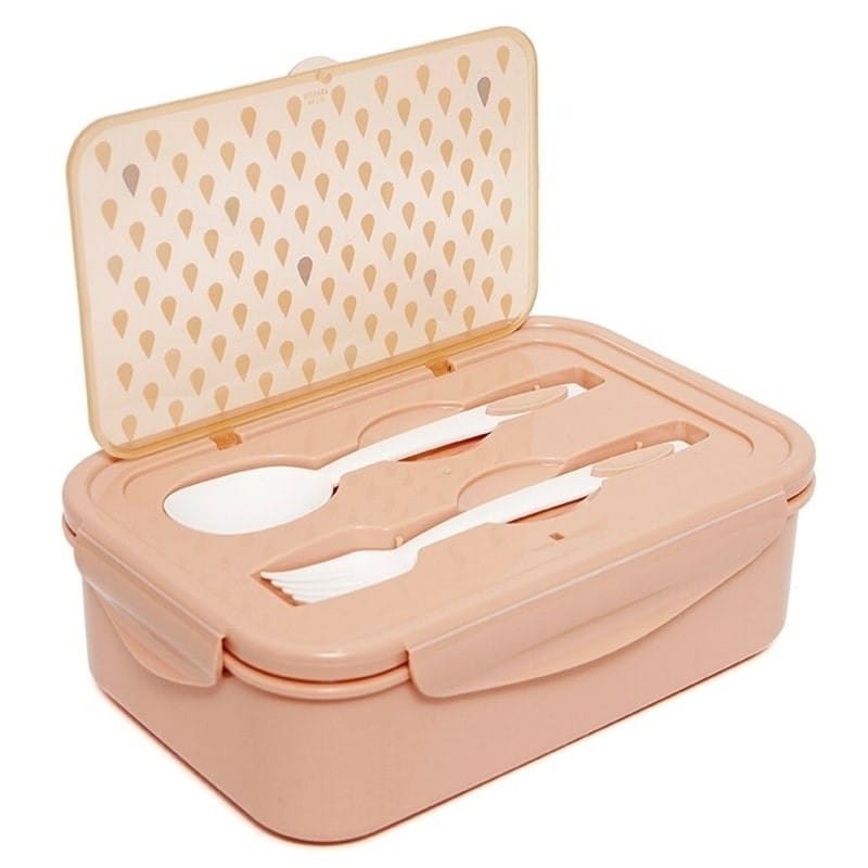 Śniadaniówka Lunchbox BENTO ze sztućcami Krople brzoskwini / Petit Monkey