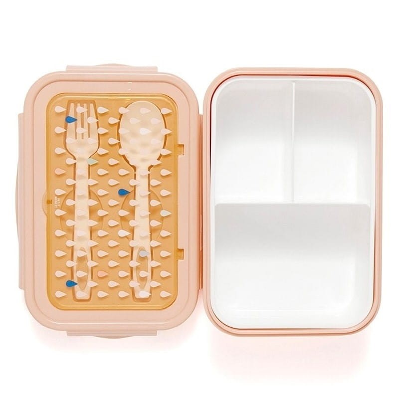 Śniadaniówka Lunchbox BENTO ze sztućcami Krople brzoskwini / Petit Monkey