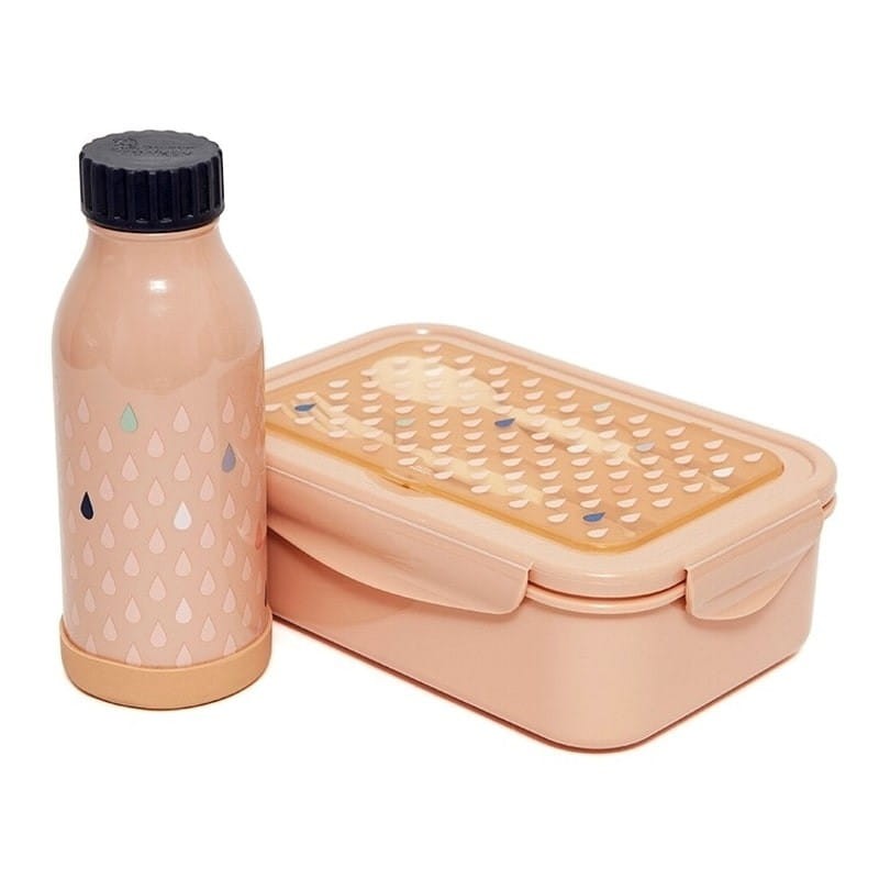 Śniadaniówka Lunchbox BENTO ze sztućcami Krople brzoskwini / Petit Monkey
