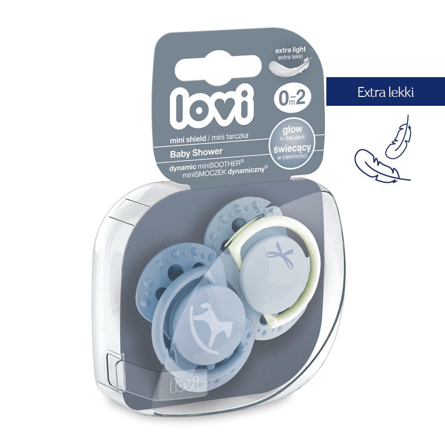 Smoczki Baby Shower Błękit, 2 szt. 0-2 miesięcy / LOVI