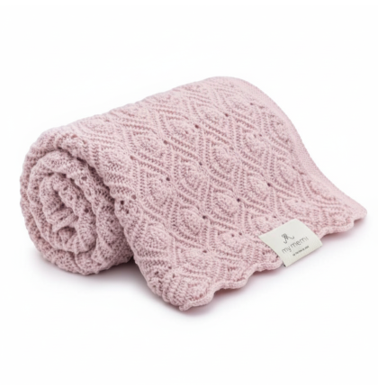 Kocyk ze 100% wełny merino powder pink Pearl - premium collection / My Memi