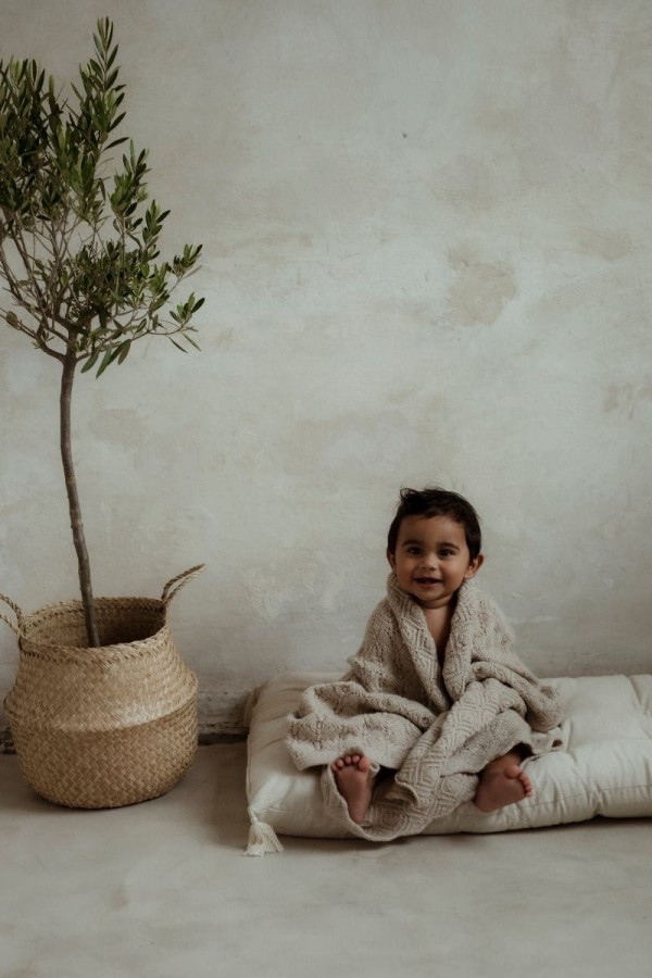 Kocyk ze 100% wełny merino powder beige Pearl - premium collection / My Memi