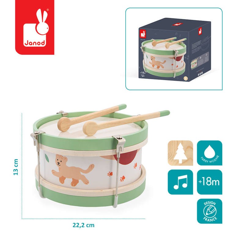 Drewniany bębenek Sunshine 18m+ / Janod J07617