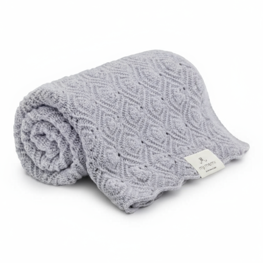 Kocyk ze 100% wełny merino grey Pearl - premium collection / My Memi