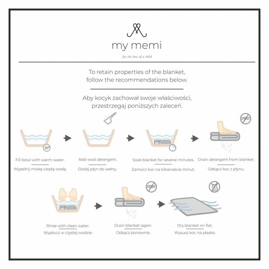 Kocyk ze 100% wełny merino grey Pearl - premium collection / My Memi