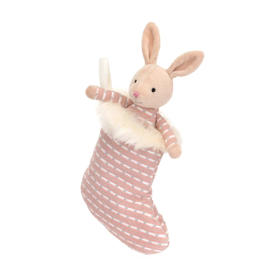 Różowy Królik Shimmer w skarpecie / Jellycat SHIM4SB