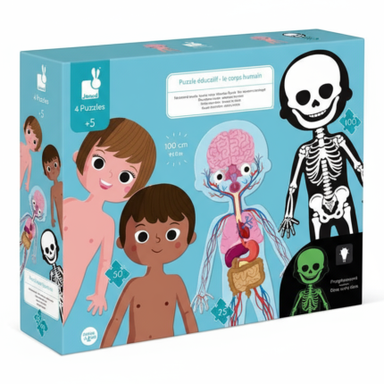 Puzzle edukacyjne Ciało człowieka 50, 75 i 100 elementów 5 + / Janod J02681