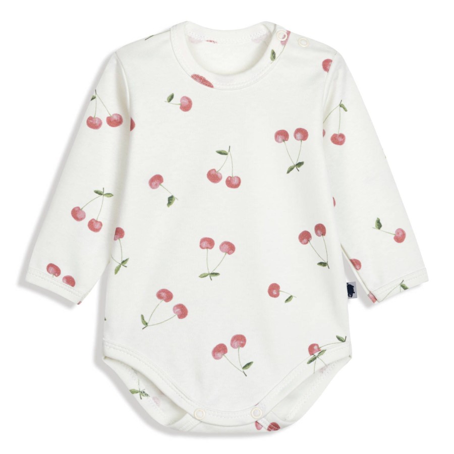 Body z długim rękawem - Cherries / Pink no More