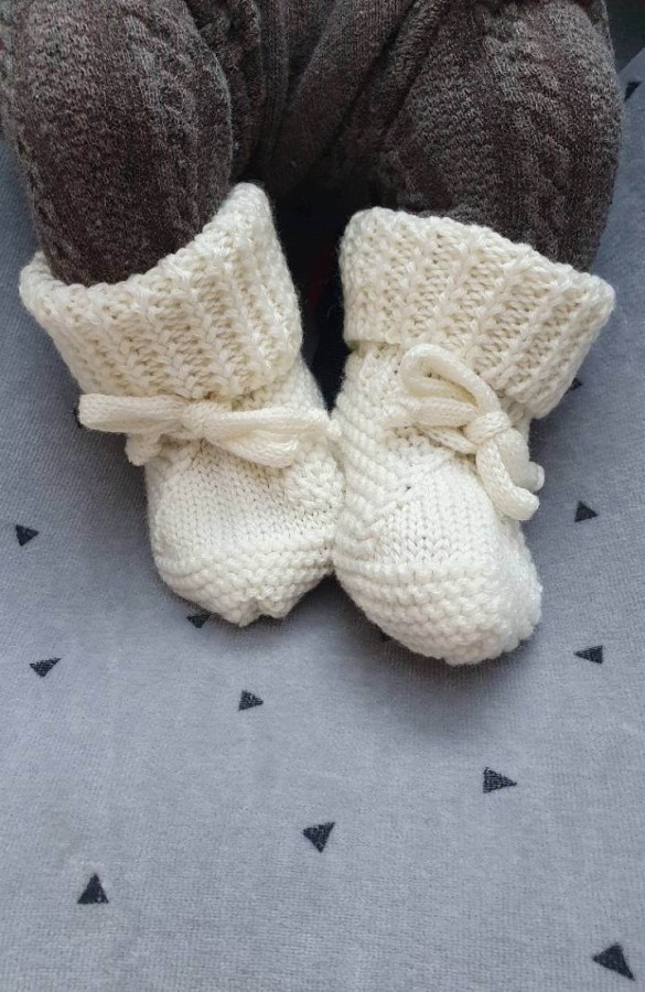 Buciki niemowlęce merino - cream / Pink no More