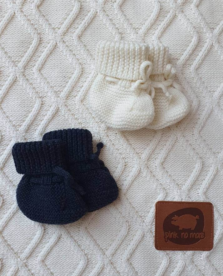 Buciki niemowlęce merino - cream / Pink no More