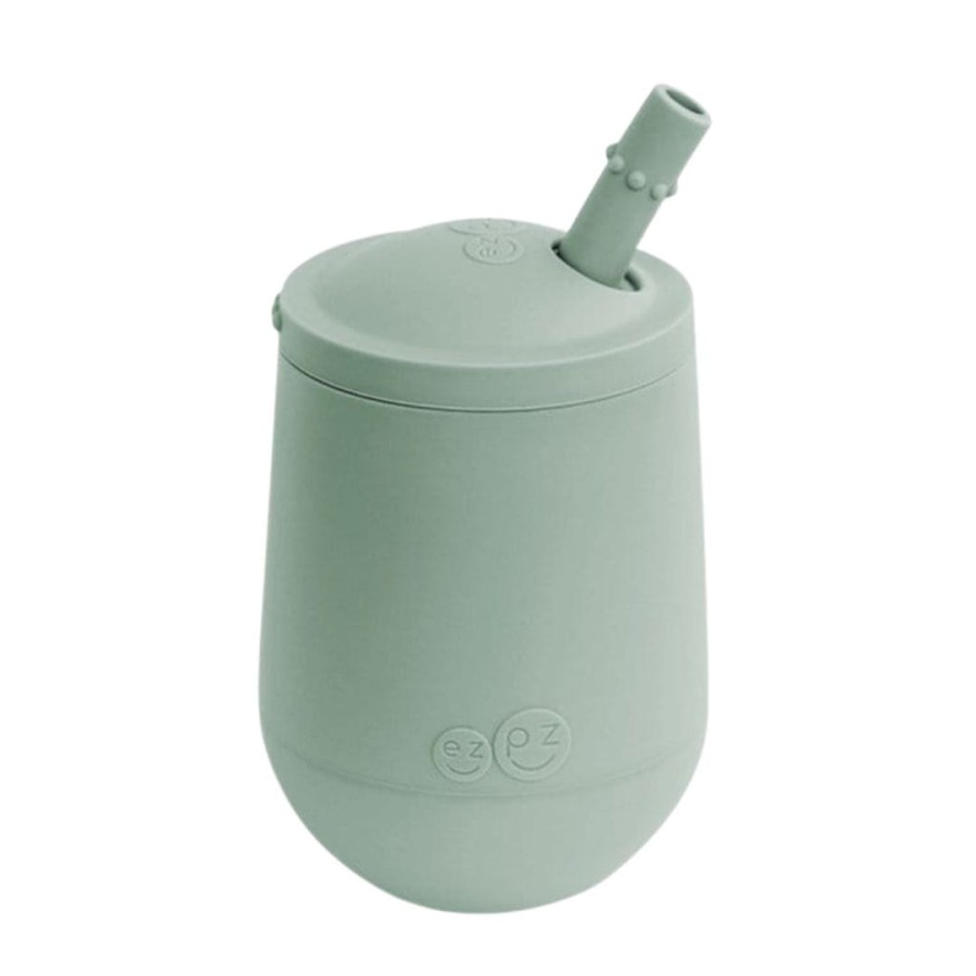 Silikonowy kubeczek ze słomką Mini Cup + Straw Training System 120 ml pastelowa zieleń / EZPZ