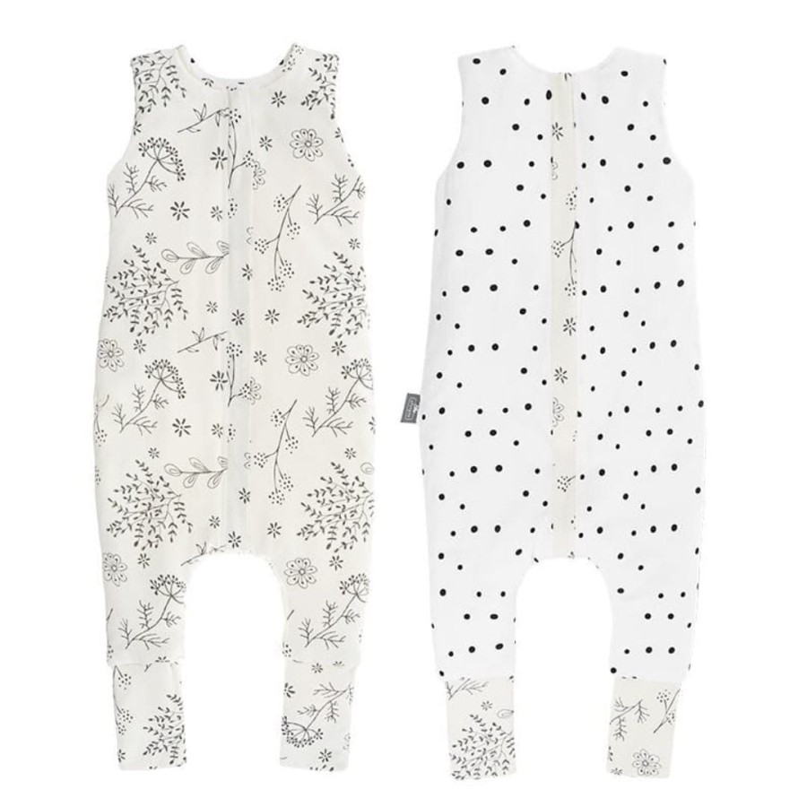 Dwustronny śpiworek z nóżkami - Bloom-Czarne kropki / Sleepee