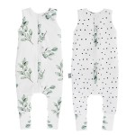 Dwustronny śpiworek z nóżkami - Eukaliptus-Czarne kropki / Sleepee