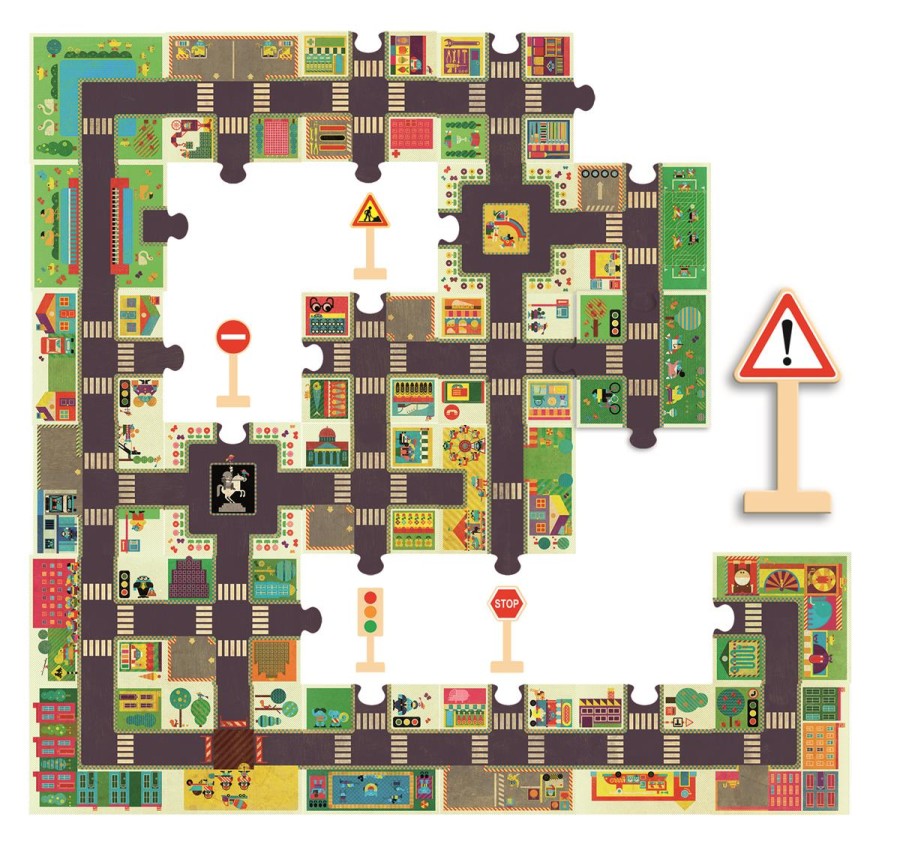 Puzzle ulice w mieście ze znakami drogowymi / Djeco DJ07161