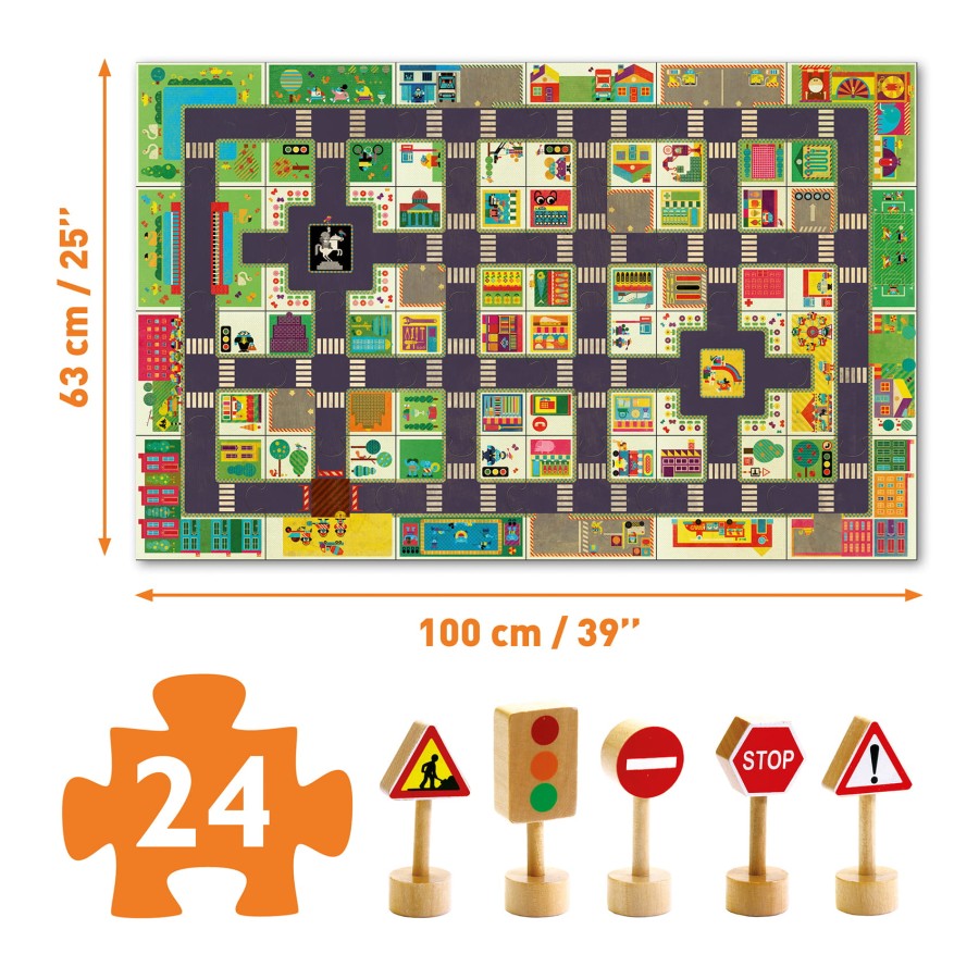 Puzzle ulice w mieście ze znakami drogowymi / Djeco DJ07161