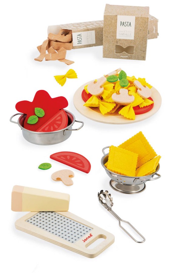 Filcowy zestaw makaronów i akcesoria do przyrządzania włoskiej pasty 3+ / Janod