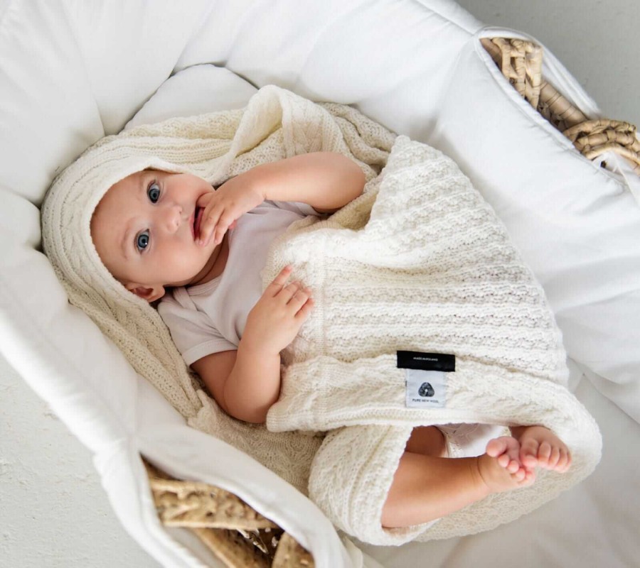 Kocyk z wełny merino - kokosowe ciasteczko PREMIUM / Lullalove