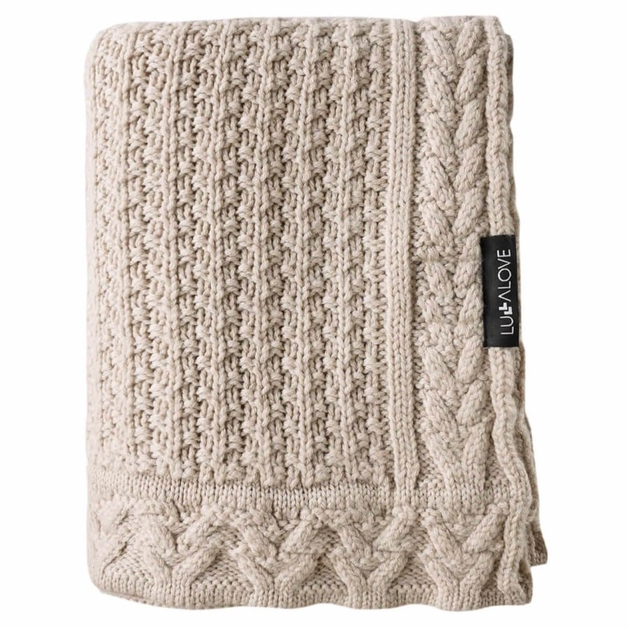 Kocyk z wełny merino - beżowe ciasteczko PREMIUM / Lullalove