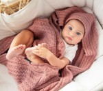 Kocyk z wełny merino - ciasteczko w kolorze piwonii PREMIUM / Lullalove