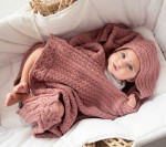 Kocyk z wełny merino - ciasteczko w kolorze piwonii PREMIUM / Lullalove