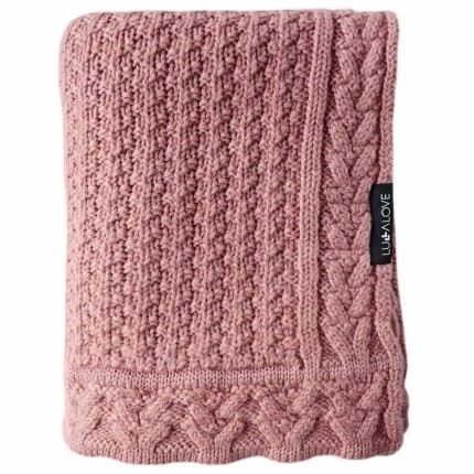 Kocyk z wełny merino - ciasteczko w kolorze piwonii PREMIUM / Lullalove