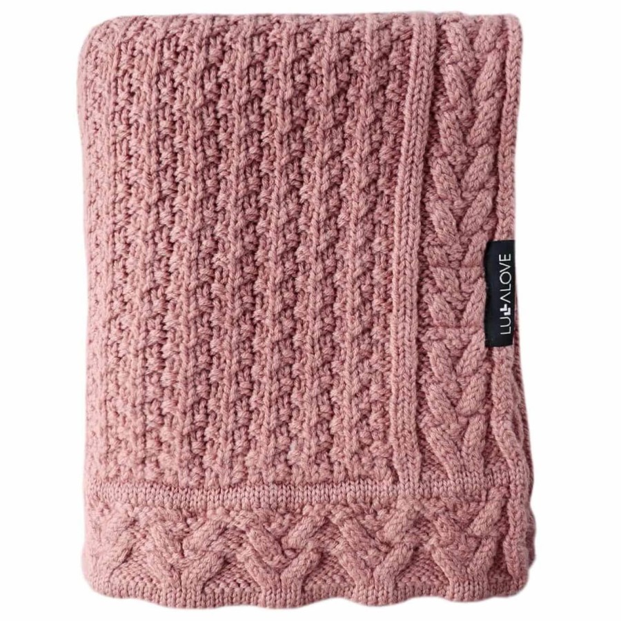 Kocyk z wełny merino - ciasteczko w kolorze piwonii PREMIUM / Lullalove