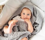 Kocyk z wełny merino - szare ciasteczko PREMIUM / Lullalove