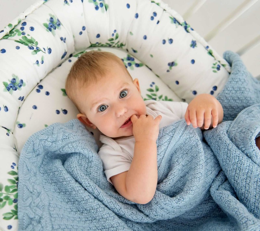 Kocyk z wełny merino - niebieskie ciasteczko PREMIUM / Lullalove