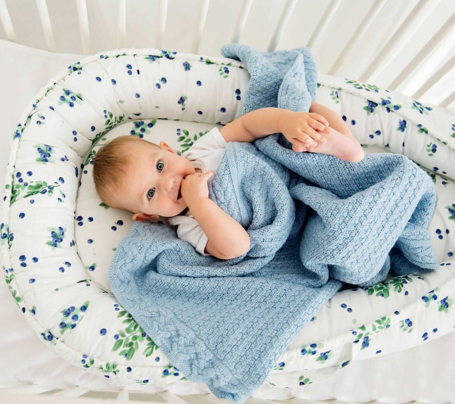 Kocyk z wełny merino - niebieskie ciasteczko PREMIUM / Lullalove