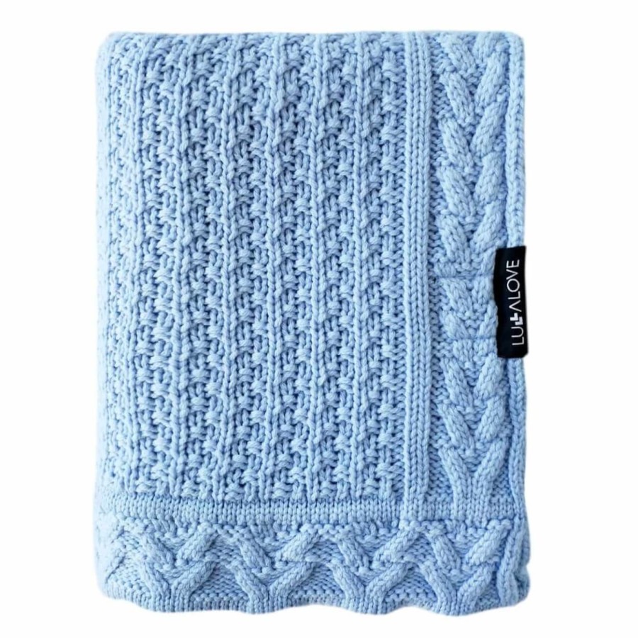 Kocyk z wełny merino - niebieskie ciasteczko PREMIUM / Lullalove