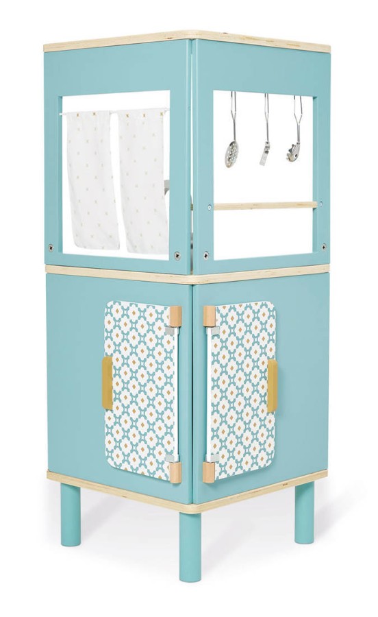 Trójstronna drewniana kuchnia narożna Trio z 5 akcesoriami 3+ / Janod