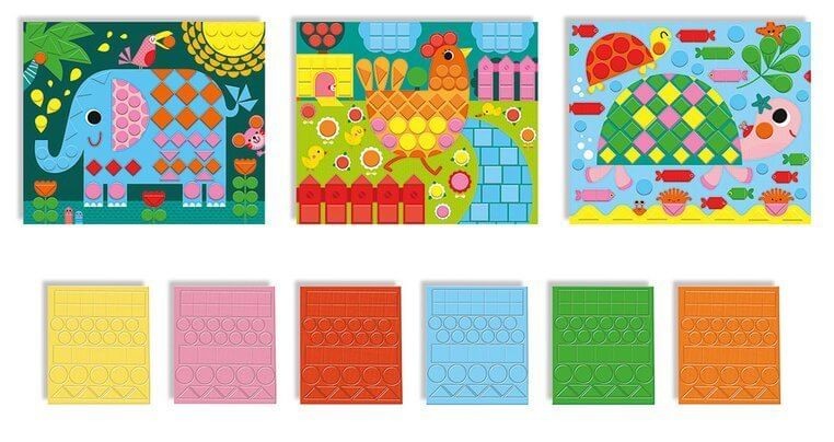 Zestaw kreatywny mozaika - Zwierzęta 3+ / Janod