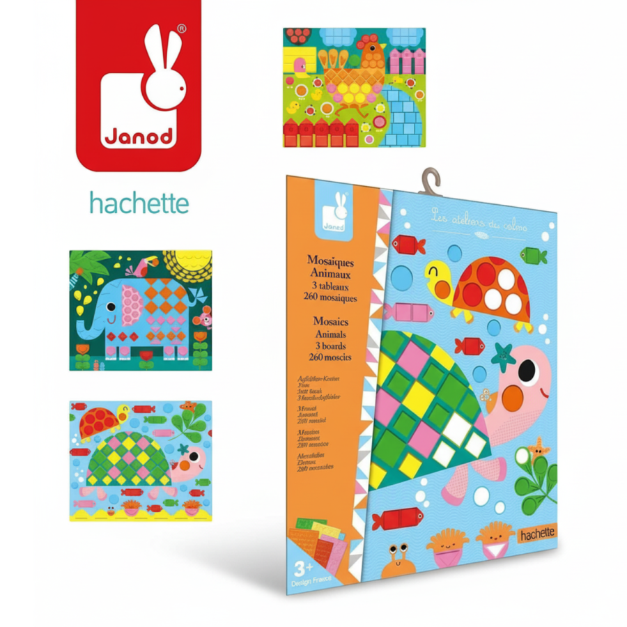 Zestaw kreatywny mozaika - Zwierzęta 3+ / Janod