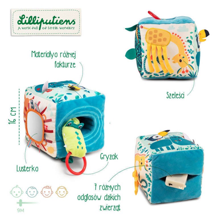 Kostka dźwiękowa wielofunkcyjna Dżungla 9 m+ / Lilliputiens