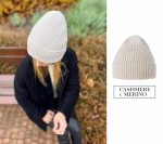 Czapka merino + kaszmir Premium - beż / Lullalove