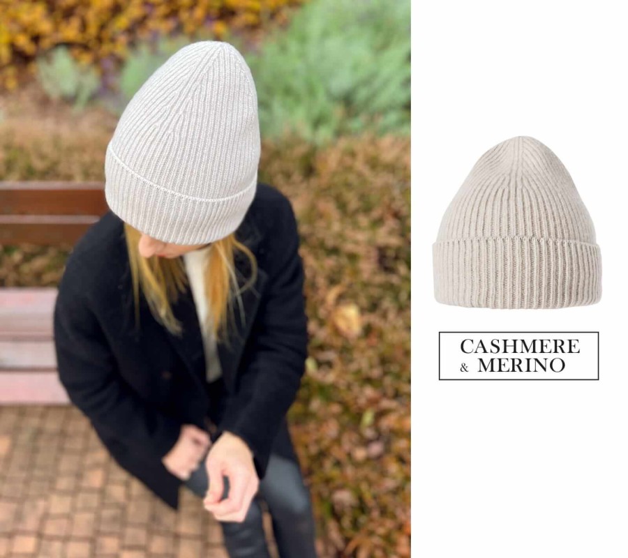 Czapka merino + kaszmir Premium - beż / Lullalove