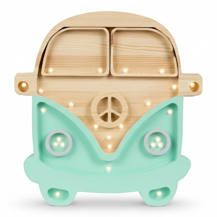 Lampa Little Lights samochód Van, MINT/WOOD / Little Lights