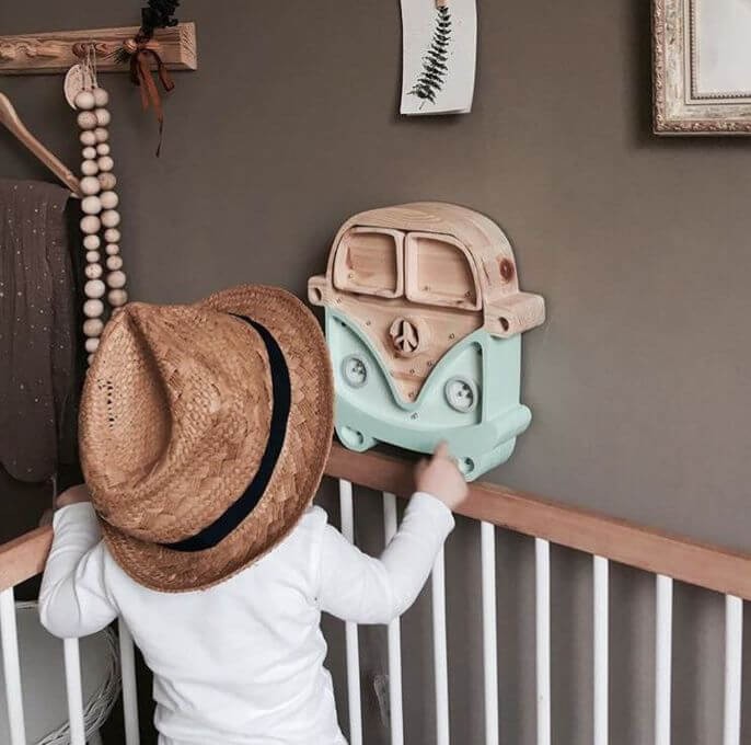 Lampa Little Lights samochód Van, MINT/WOOD / Little Lights