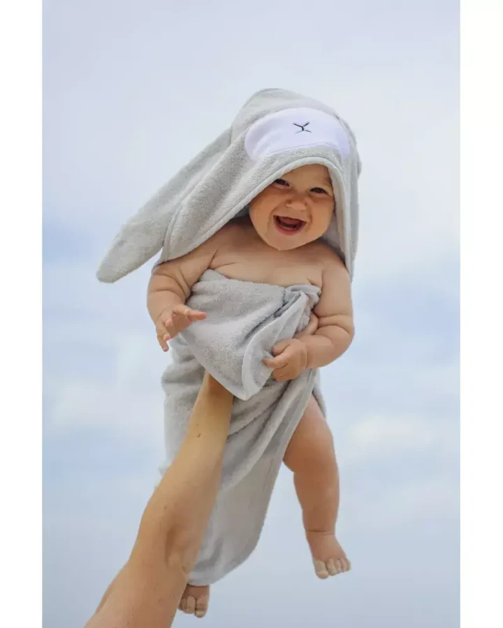 Ręcznik z kapturkiem Królik Effik - szary / Effiki