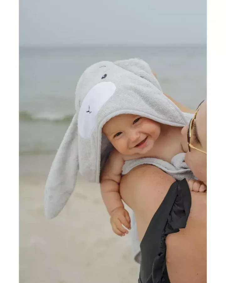 Ręcznik z kapturkiem Królik Effik - szary / Effiki