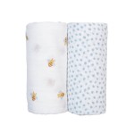 Kocyk Otulacz Muślinowy Bees-Dots 2szt. / Lulujo Boho