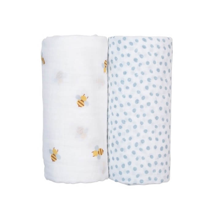 Kocyk Otulacz Muślinowy Bees-Dots 2szt. / Lulujo Boho